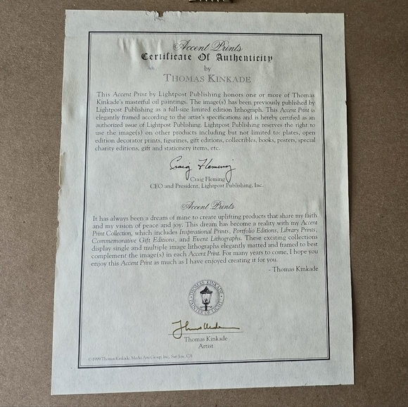 Thomas Kinkade "Spring Gate" Frame Matted COA Access print 12×10 - Picture 4 of 13